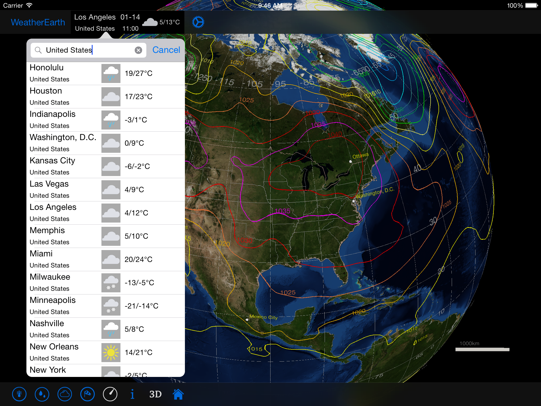 WeatherEarth in action